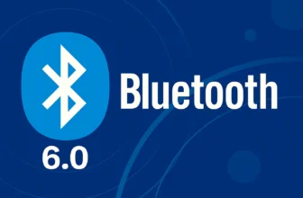 Bluetooth 6.0 promóciós grafika: modern vezeték nélküli technológia fejlődése letisztult háttéren